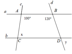 Cho hình vẽ dưới đây, biết (a//b ). Tính (x;y. )