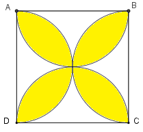 Một vườn có hình vuông ABCD có cạnh 20m như hình vẽ Người ta buộc một  con dê bằng sợi dây thừng dài 20m tại trung điểm E của cạnh AB Tính