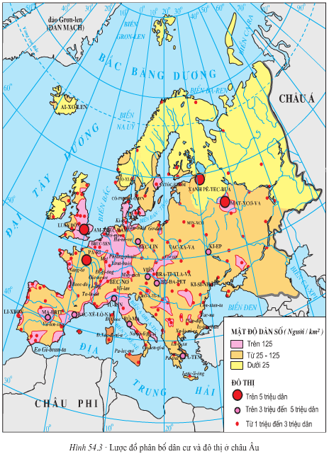 Mật độ dân số chiếm tỉ lệ diện tích lớn nhất ở châu Âu là: