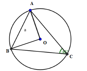 Tam giác ABC nội tiếp đường tròn ( (O;R) ) biết góc góc C = (45^o