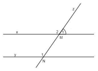 Cho hình vẽ sau, biết (x//y ) và (góc ((N_1)) = (105^0) ). Tính