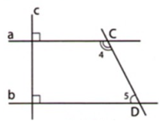 Cho hình vẽ sau: Biết (a vuông góc c, ,b vuông góc c, ,góc ((D_5